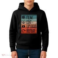 Film Edit Upload Repeat Cinematographer Cinematography Kids Hoodie thumb 4