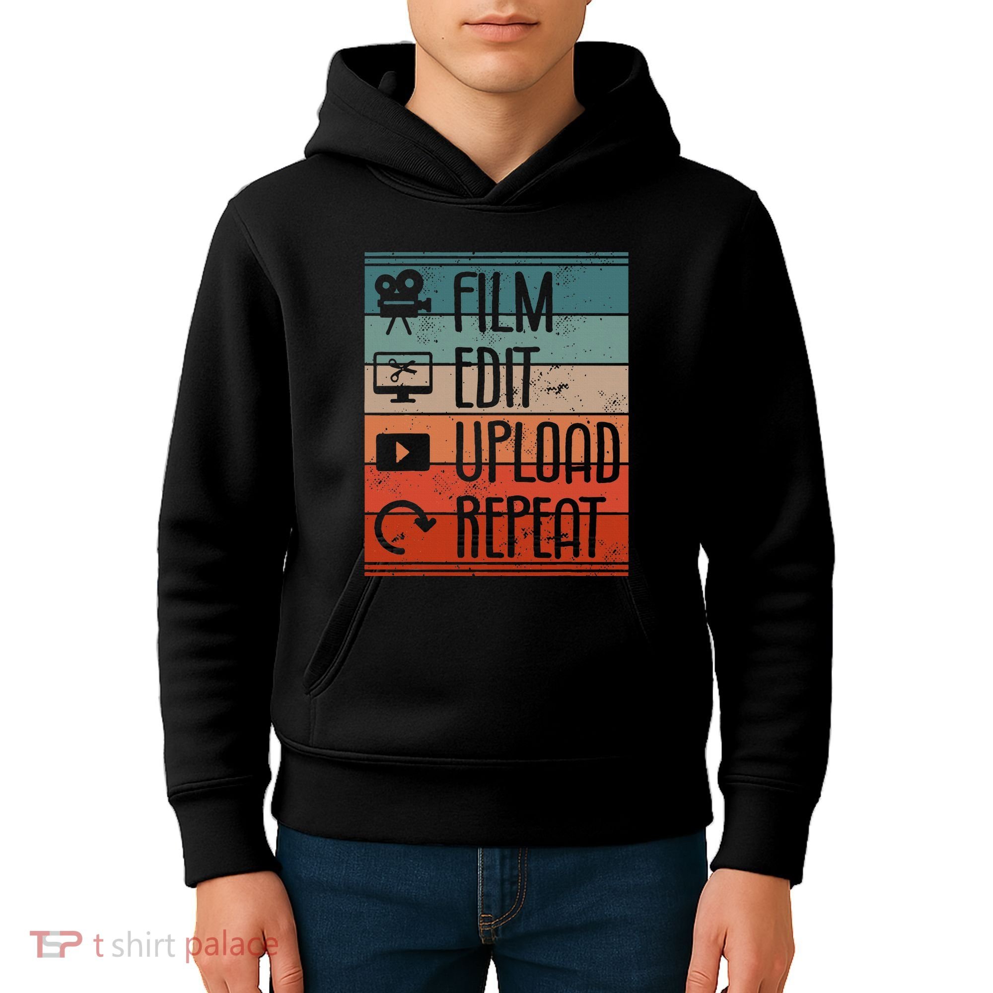 Film Edit Upload Repeat Cinematographer Cinematography Kids Hoodie