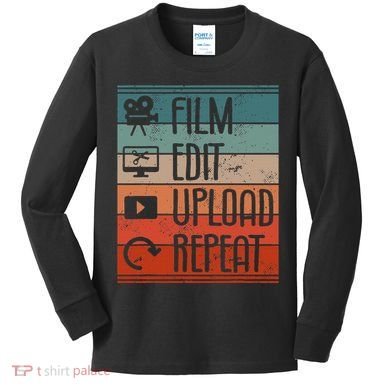 Film Edit Upload Repeat Cinematographer Cinematography Kids Long Sleeve Shirt