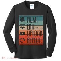 Film Edit Upload Repeat Cinematographer Cinematography Kids Long Sleeve Shirt thumb 0
