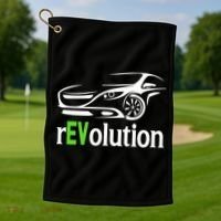 Funny Electric Vehicle Car Revolution Ev Driving Earth Day Gift Golf Towel thumb 1