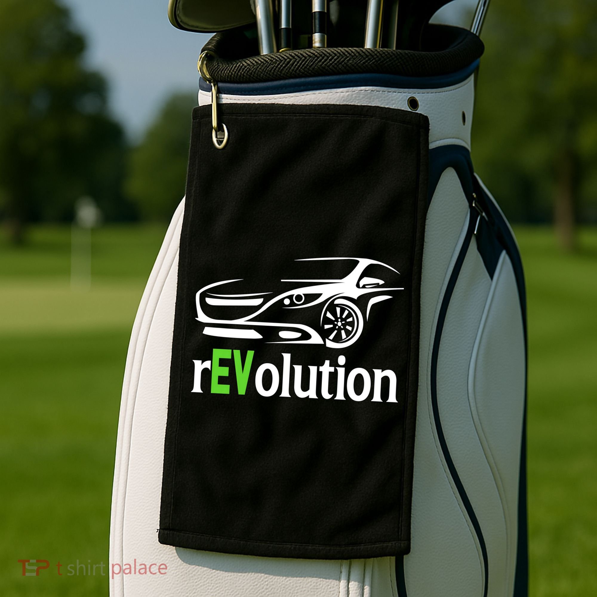 Funny Electric Vehicle Car Revolution Ev Driving Earth Day Gift Golf Towel