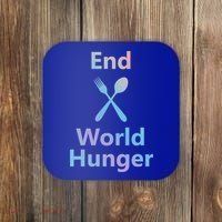 Fight End World Hunger Food Fork Spoon Day Month National Gift Coaster thumb 0