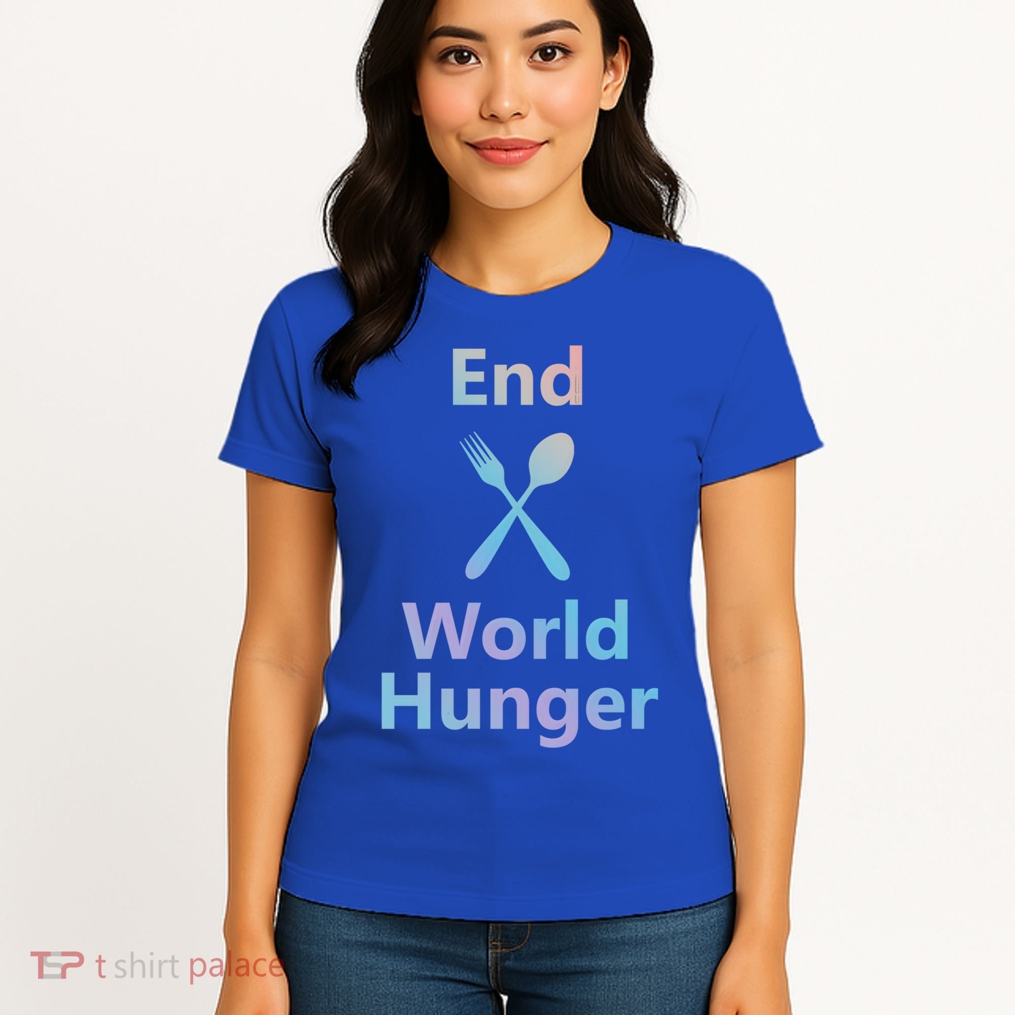 Fight End World Hunger Food Fork Spoon Day Month National Gift Women's T-Shirt