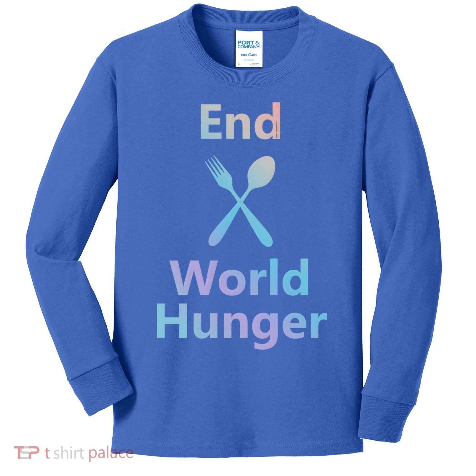 Fight End World Hunger Food Fork Spoon Day Month National Gift Kids Long Sleeve Shirt
