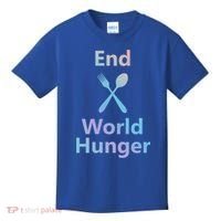 Fight End World Hunger Food Fork Spoon Day Month National Gift Kids T-Shirt thumb 0