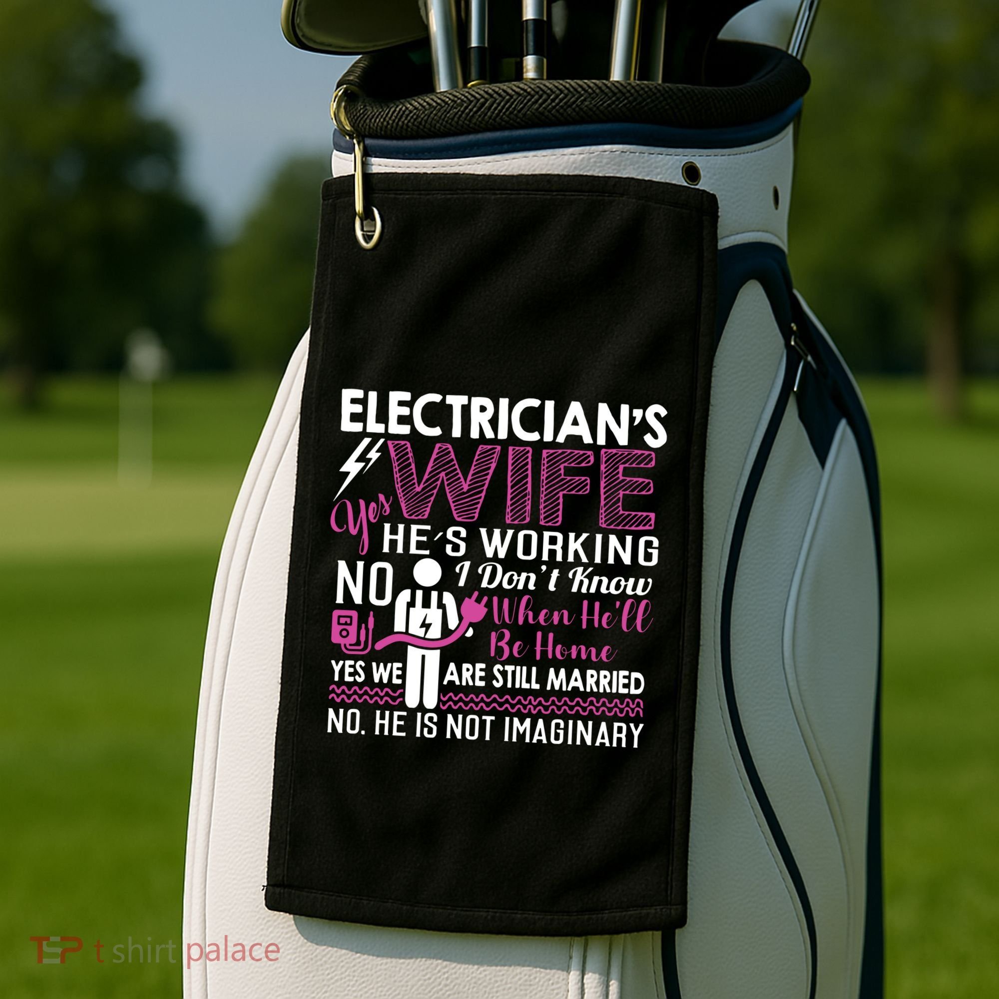 Funny Electrician Wife Electrician Gift Golf Towel