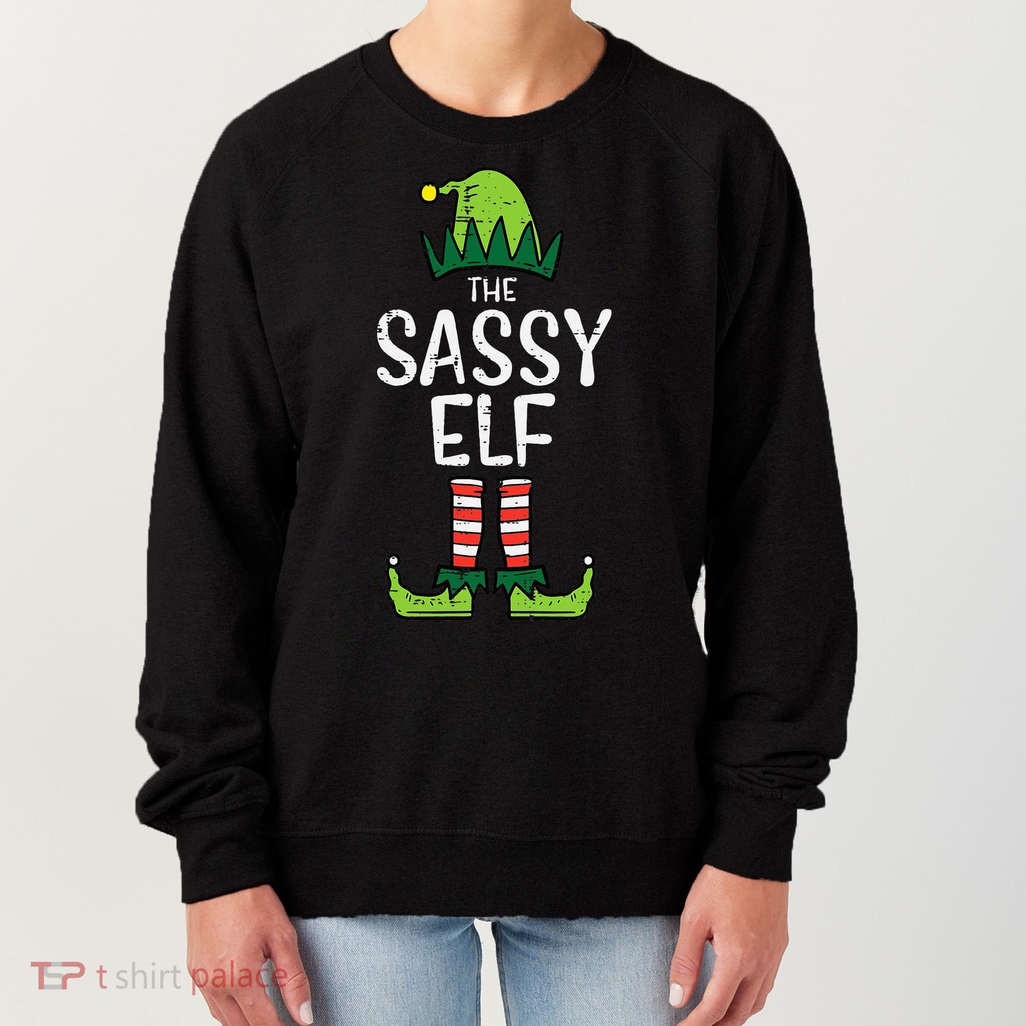 Festive Elf Xmas Matching Holiday Outfits Women's Sweatshirt
