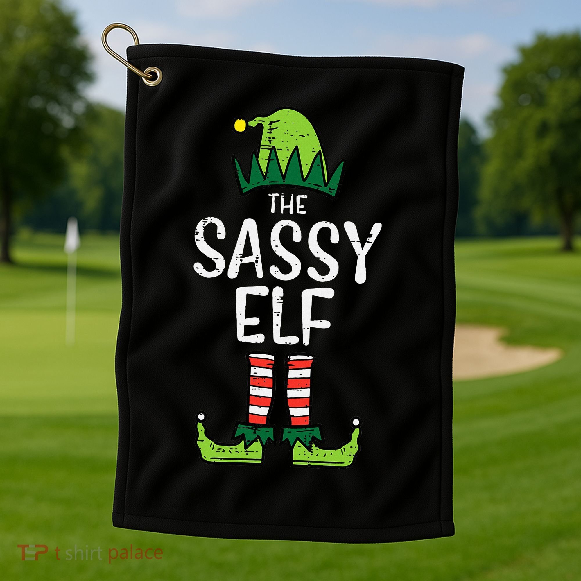 Festive Elf Xmas Matching Holiday Outfits Golf Towel