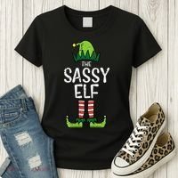 Festive Elf Xmas Matching Holiday Outfits Women's T-Shirt thumb 3