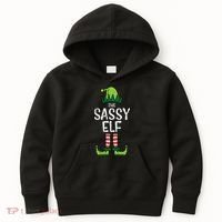 Festive Elf Xmas Matching Holiday Outfits Kids Hoodie thumb 0