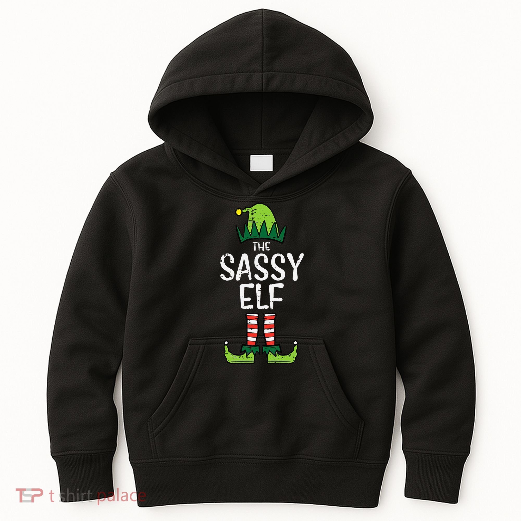 Festive Elf Xmas Matching Holiday Outfits Kids Hoodie