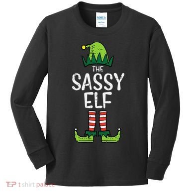 Festive Elf Xmas Matching Holiday Outfits Kids Long Sleeve Shirt