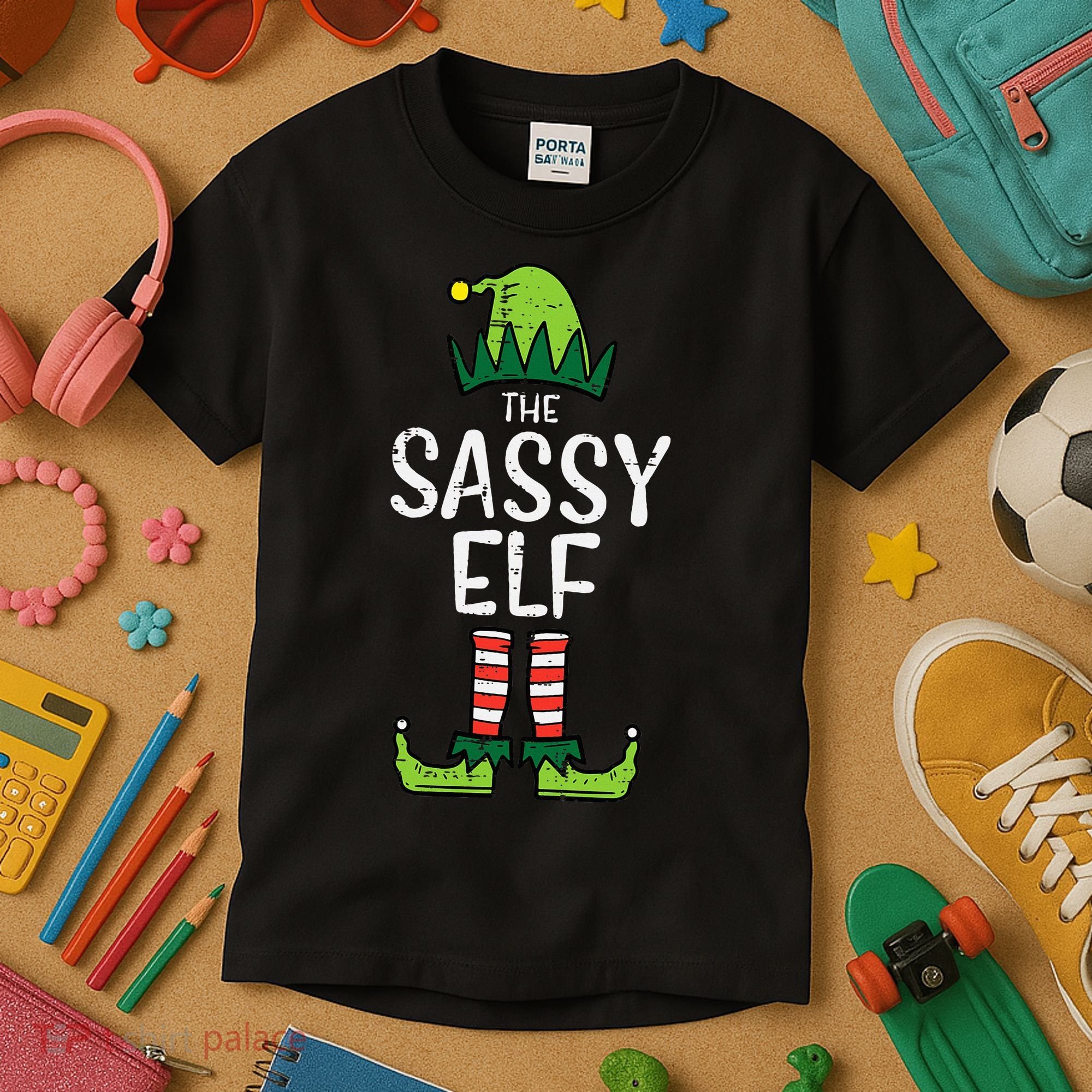 Festive Elf Xmas Matching Holiday Outfits Kids T-Shirt