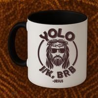 Funny Easter YOLO JK BRB Jesus Coffee Mug thumb 2