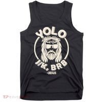 Funny Easter YOLO JK BRB Jesus Tank Top thumb 0