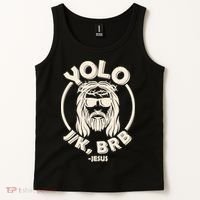 Funny Easter YOLO JK BRB Jesus Tank Top thumb 2