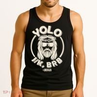 Funny Easter YOLO JK BRB Jesus Tank Top thumb 3