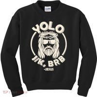 Funny Easter YOLO JK BRB Jesus Kids Sweatshirt thumb 0