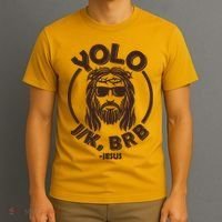 Funny Easter YOLO JK BRB Jesus T-Shirt thumb 3