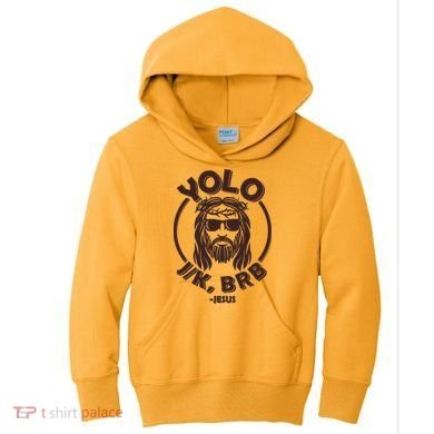 Funny Easter YOLO JK BRB Jesus Kids Hoodie