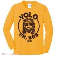 Funny Easter YOLO JK BRB Jesus Kids Long Sleeve Shirt thumb 0