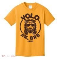 Funny Easter YOLO JK BRB Jesus Kids T-Shirt thumb 0