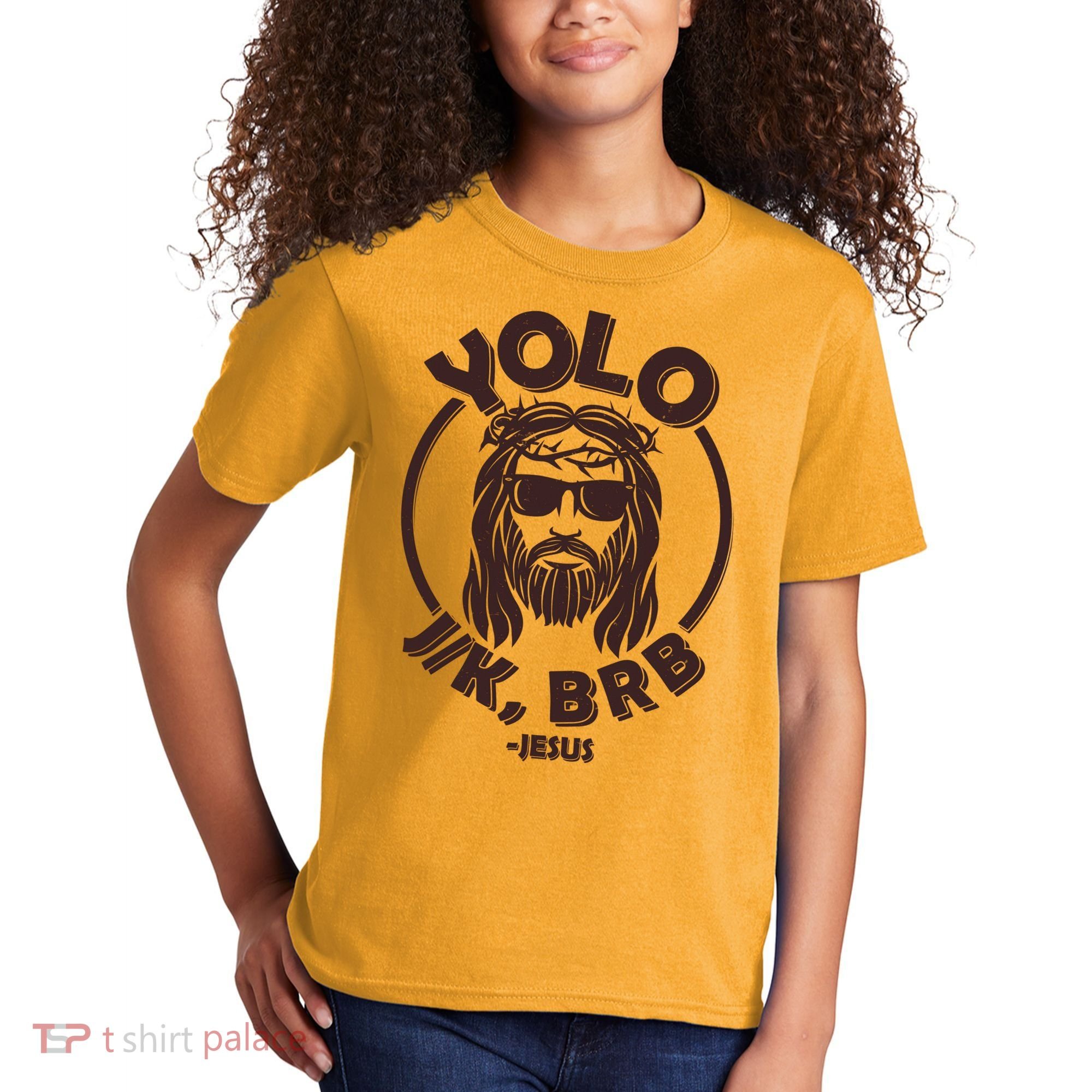 Funny Easter YOLO JK BRB Jesus Kids T-Shirt