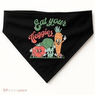 funny Eat your Veggies retro 90s style Vegetable USA-Made Doggie Bandana