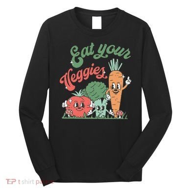 funny Eat your Veggies retro 90s style Vegetable Long Sleeve Shirt