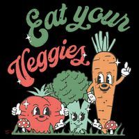 funny Eat your Veggies retro 90s style Vegetable Women's Hoodie thumb 2