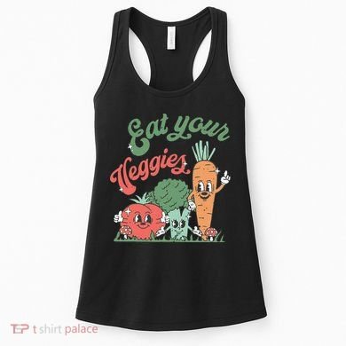funny Eat your Veggies retro 90s style Vegetable Women's Tank Top