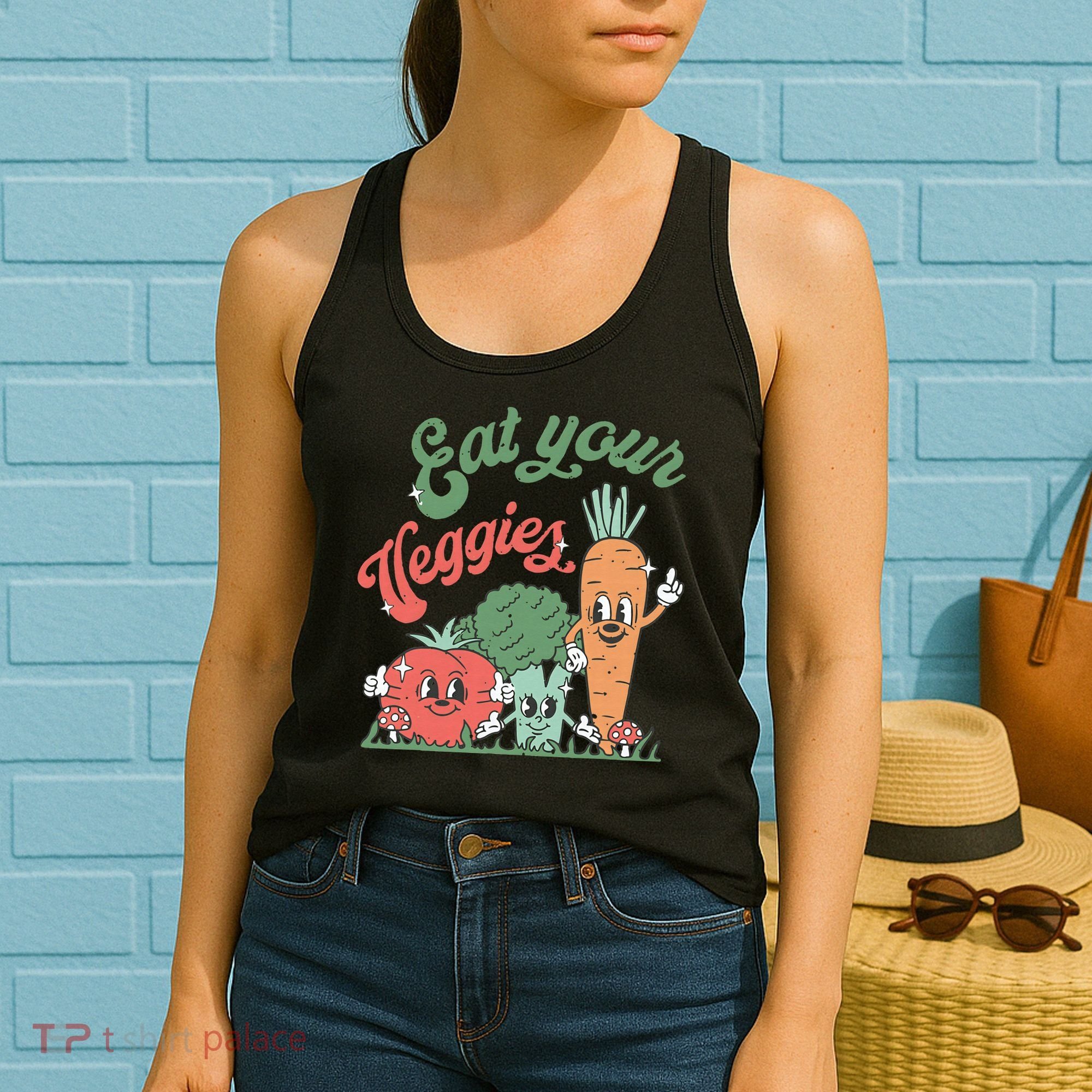 funny Eat your Veggies retro 90s style Vegetable Women's Tank Top