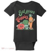 funny Eat your Veggies retro 90s style Vegetable Baby Bodysuit thumb 0