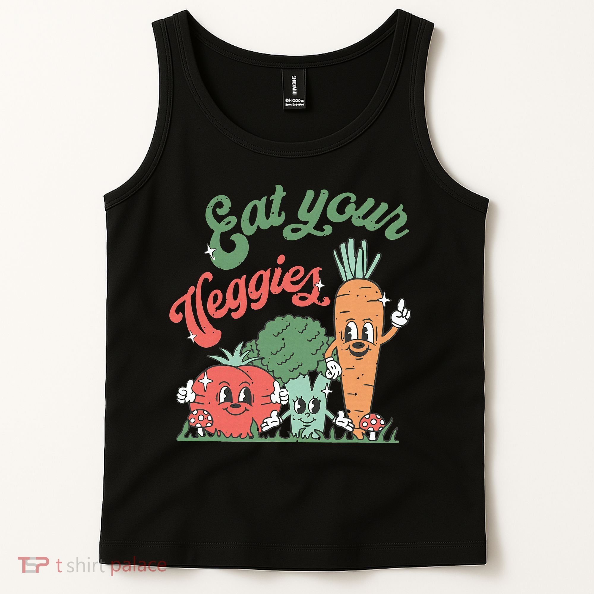 funny Eat your Veggies retro 90s style Vegetable Tank Top