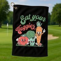 funny Eat your Veggies retro 90s style Vegetable Golf Towel thumb 1