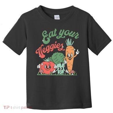 funny Eat your Veggies retro 90s style Vegetable Toddler T-Shirt
