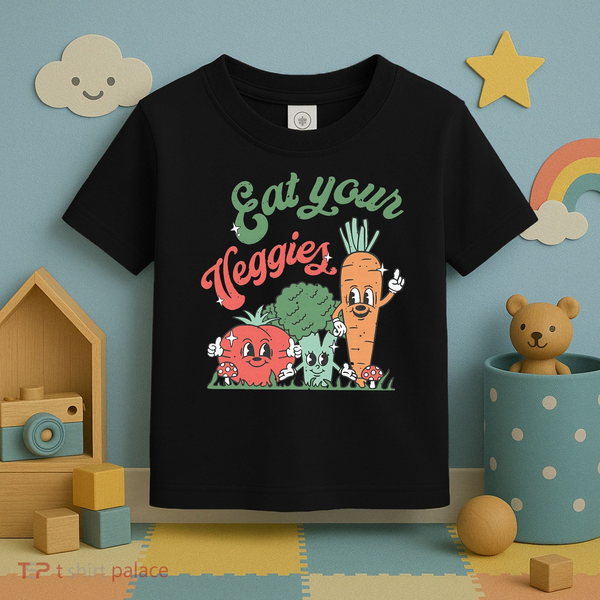 funny Eat your Veggies retro 90s style Vegetable Toddler T-Shirt