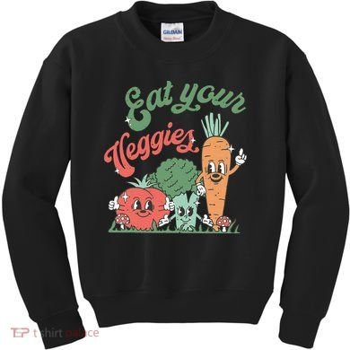 funny Eat your Veggies retro 90s style Vegetable Kids Sweatshirt