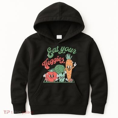 funny Eat your Veggies retro 90s style Vegetable Kids Hoodie
