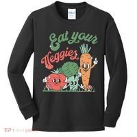 funny Eat your Veggies retro 90s style Vegetable Kids Long Sleeve Shirt thumb 0