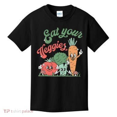 funny Eat your Veggies retro 90s style Vegetable Kids T-Shirt