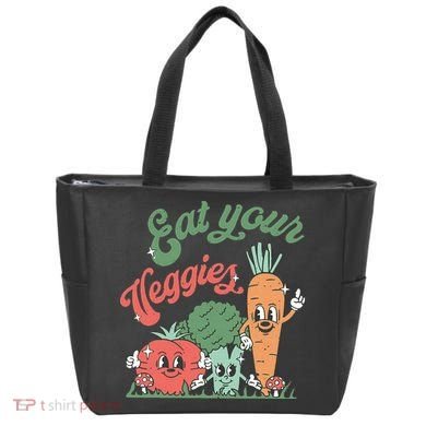 funny Eat your Veggies retro 90s style Vegetable Tote Bag