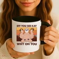Funny EFF YOU SEE KAY WHY OH YOU Meditating Sloth Coffee Mug thumb 3