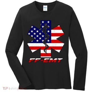 FF-EMT Firefighter Emergency Medical Tech Women's Long Sleeve Shirt