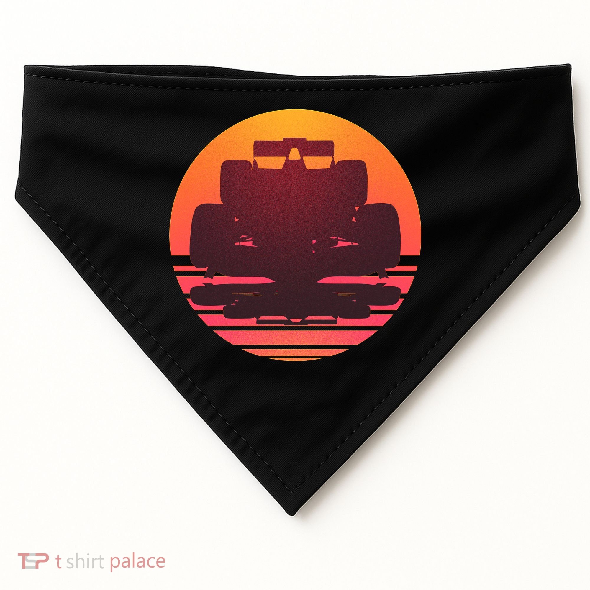 Racing Car Retro Sunset Emblem USA-Made Doggie Bandana
