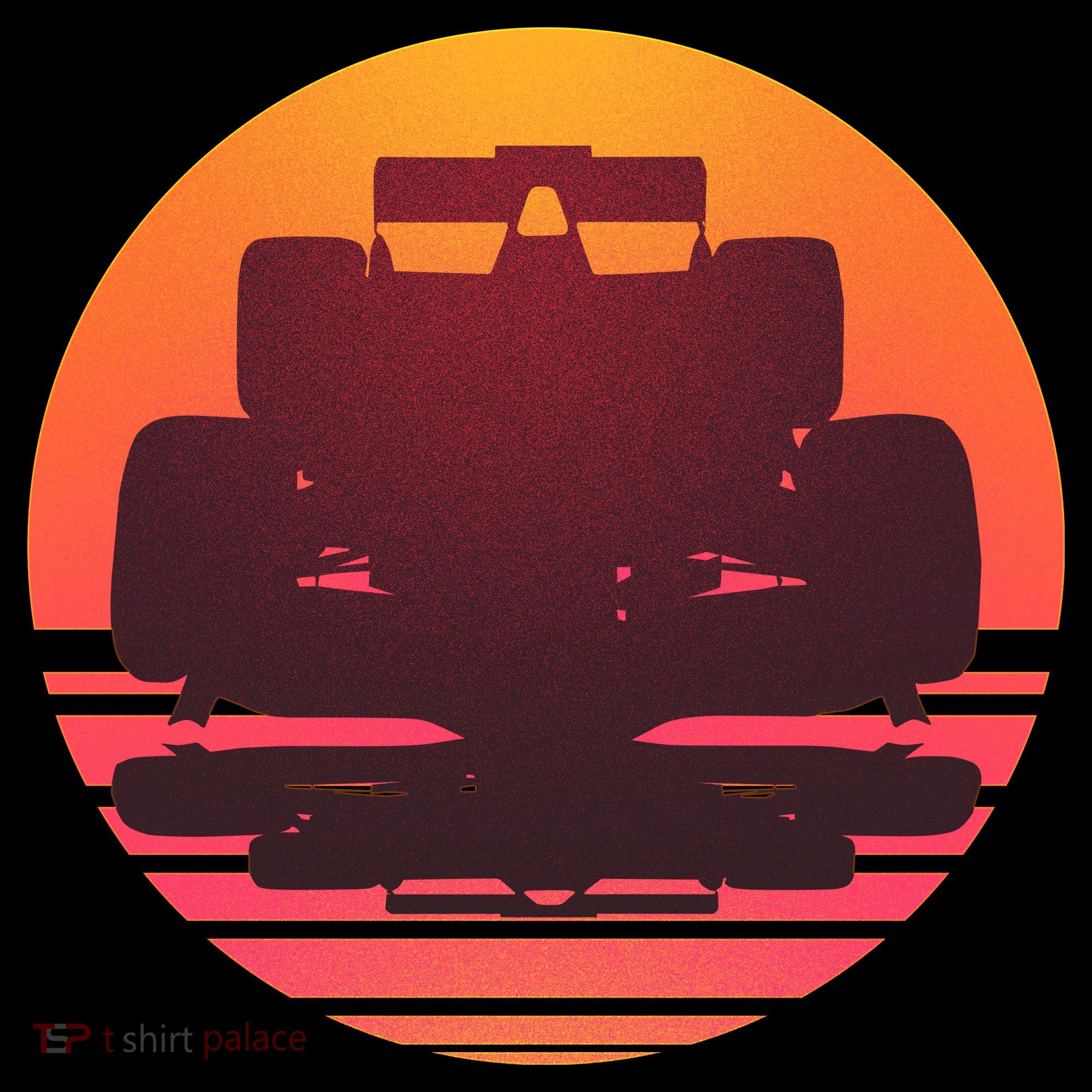 Racing Car Retro Sunset Emblem Bucket Hat