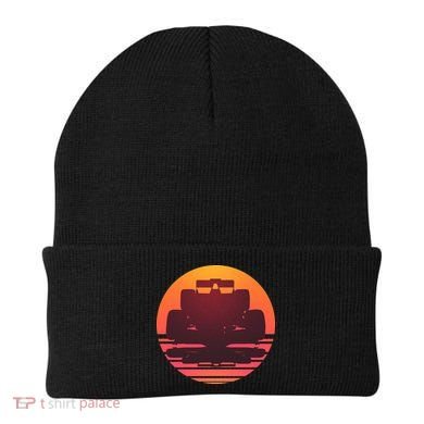 Racing Car Retro Sunset Emblem Beanie