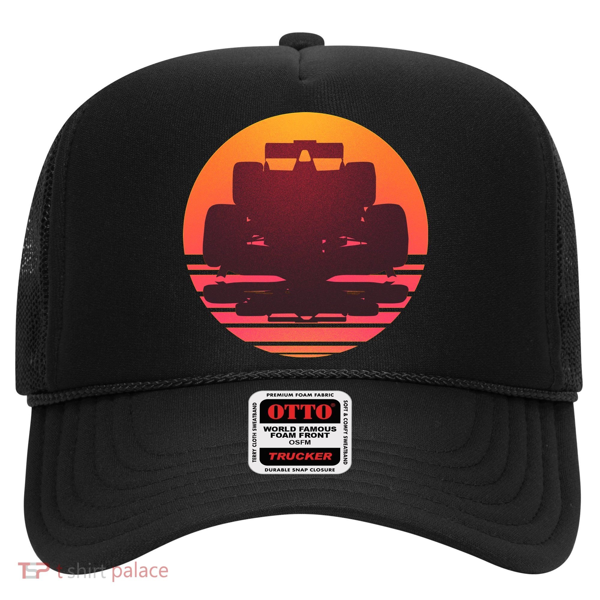 Racing Car Retro Sunset Emblem Hat