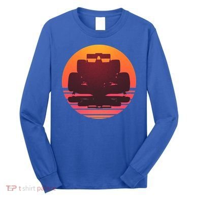 Racing Car Retro Sunset Emblem Long Sleeve Shirt